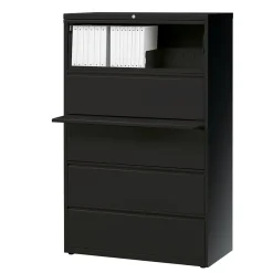 Best HL8000 Commercial 5-Drawer Lateral File Cabinet, Locking, Letter/Legal, Black, 36