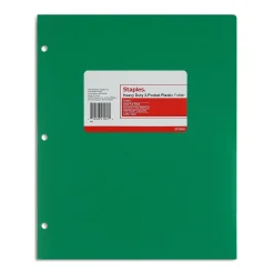 Staples 3-Hole Punched 2-Pocket Plastic Portfolio Folder, (ST52806-CC) Green Best