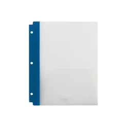 Staples 3-Hole Punched 2-Pocket Portfolio Folder, Frosted Navy (26176) Clearance