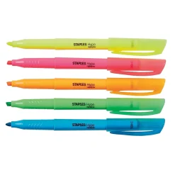 Staples Hype Stick Highlighters, Chisel, Assorted, 5/Pack (29349) Clearance