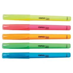 Staples Hype Stick Highlighters, Chisel, Assorted, 5/Pack (29349) Clearance