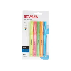 Staples Hype Stick Highlighters, Chisel, Assorted, 5/Pack (29349) Clearance