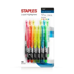 Staples Hype! Stick Highlighters, Chisel, Assorted, Dozen (14598) Discount