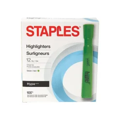 Staples Hype Tank Highlighters, Chisel Tip, Green, Dozen (28559) Hot