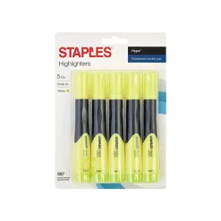 Staples Hype Tank Highlighters, Chisel Tip, Yellow, 5/Pack (29219) Sale