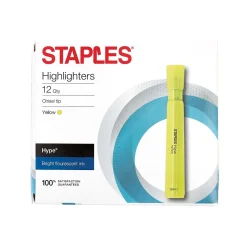 Staples Hype Tank Highlighters, Chisel Tip, Yellow, Dozen (29203-CC) Sale