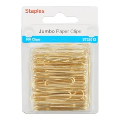 Staples Jumbo Paper Clips, Gold, 100/Pack (32012) Outlet