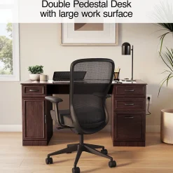 Best Kendall Park 58.5"W Double Pedestal Desk, Cherry (52105) Computer Desks