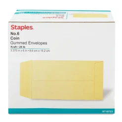 Staples Kraft #6 Coin Envelope, 3 3/8