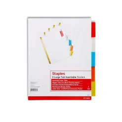 Staples Large Tab Insertable Dividers, 5-Tab, Assorted Colors (13489/11121) Hot