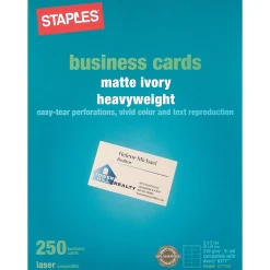 Discount ® Laser Business Cards, Matte, Ivory, 2" x 3 1/2", 250/Pk Business Cards