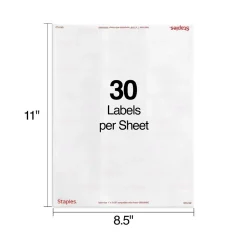 Staples Laser/Inkjet Address Labels, 1 X 2 5/8