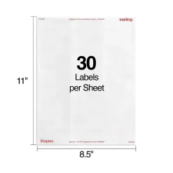 Staples Laser/Inkjet Address Labels Address Labels, 1 X 2 5/8