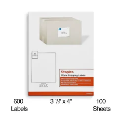 Staples Laser/Inkjet Shipping Labels, 3-1/3