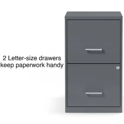 Discount Light Duty 2-Drawer Mobile Vertical File Cabinet, Letter Size, Lockable, 24.1"H x 14.3"W x 18"D, Charcoal (ST52143-CC) File Cabinets