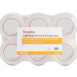 Staples ® Lightweight Moving & Storage Packing Tape, 1.88" x 109 yds., Clear, 6/Pack (ST61005/52200)* Packing Tape