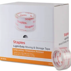 Staples ® Lightweight Moving & Storage Packing Tape, 1.88" x 54.6 yds., Clear, 36/Box (ST61004/52203)* Packing Tape