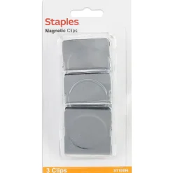 Staples Magnetic Clips, 1.75"W, Silver, 3/Pack (10596)