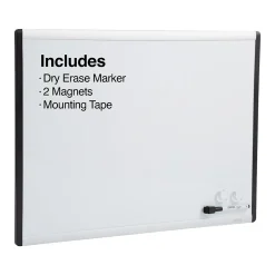 Hot Magnetic Steel Dry-Erase Whiteboard, Silver/Black, 1.5' x 2' (52484/28213) Dry Erase