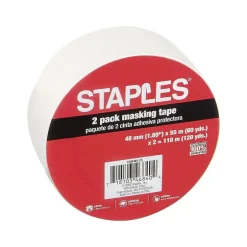 Staples Masking Tape, 1.89" x 60 yds., Natural, 2/Pack (468405-CC)* Masking Tape