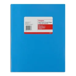 Staples Matte 2-Pocket Plastic Portfolio Folder with Fasteners, Blue (ST55477-CC) Light Blue Hot