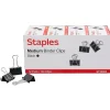 Staples Medium Binder Clips, 0.63" Capacity, Black, 144 Clips/Pack (ST32003/32003) Outlet