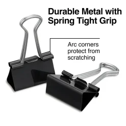 Staples Medium Binder Clips, 0.63" Capacity, Black, 24 Clips/Pack (ST10668/10668) Clearance