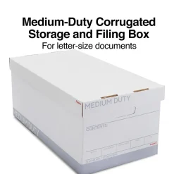 Staples Medium Duty 60% Recycled EZ Fold Corrugated File Box Lift Off Lid, Letter Size, White/Gray, 12/Carton (2489403) Sale