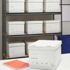 Staples Medium Duty 60% Recycled EZ Fold Corrugated File Box Lift Off Lid, Letter Size, White/Gray, 12/Carton (2489403) Sale