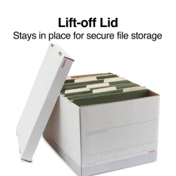 Staples Medium Duty File Box, Lift Off Lid, Letter/Legal, White (50141)