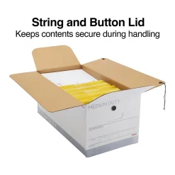 Staples Medium Duty File Box, String and Button Lid, Letter, White/Gray, 12/Case (TR59221) Best
