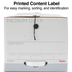 Staples Medium Duty File Box, String and Button Lid, Letter, White/Gray, 12/Case (TR59221) Best