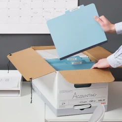 Staples Medium Duty File Box, String and Button Lid, Letter, White/Gray, 12/Case (TR59221) Best