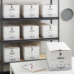 Staples Medium Duty File Box, String and Button Lid, Letter, White/Gray, 12/Case (TR59221) Best