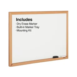 Online Melamine Dry-Erase Whiteboard, MDF Frame, 2' x 1.5' (50069) Dry Erase