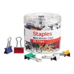Staples Mini Binder Clips, 0.25" Capacity, Assorted Colors, 60 Clips/Pack (ST15347/15347) Discount