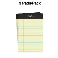 Staples ® Mini Legal Notepad, 3" x 5", Narrow Ruled, Canary, 50 Sheets/Pad, 3/Pack (36312) Best