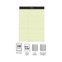 Staples Notepad, 8.5" x 11.75", Law Ruled, Canary, 100 Sheets/Pad, Each (ST57348) Hot