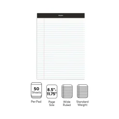 Staples Notepad, 8.5" x 11.75", Wide Ruled, White, 50 Sheets/Pad, 72 Pads/Pack (23643CT) Hot