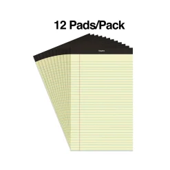 Staples Notepad, 8.5" x 14", Wide Ruled, , 50 Sheets/Pad, Dozen Pads/Pack (ST57301) Canary