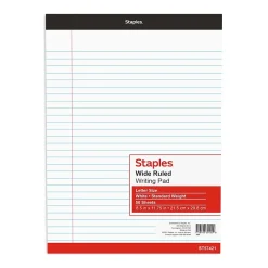 Staples Notepad, 8.5" x 11.75", Wide, White, 50 Sheets/Pad (20499) Best