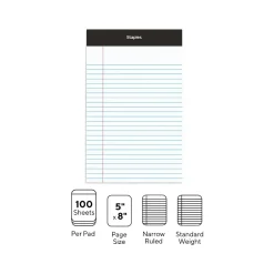 Staples Notepads, 5" x 8", Narrow Ruled, , 100 Sheets/Pad, 6 Pads/Pack (ST57343) White Outlet