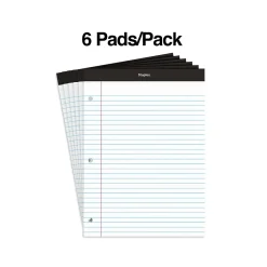 Staples Notepads, 8.5" x 11.75", Wide Ruled, , 100 Sheets/Pad, 6 Pads/Pack (ST57350) White Online