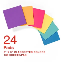 Best Notes, 3" x 3", Sorbet Collection, 100 Sheet/Pad, 24 Pads/Pack (S-33BO24) Sticky Notes