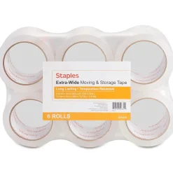 Staples Packing Tape, 2.83"W x 54.6 yds., Clear, 6/Pack (52209/ST-XW26-6)* Packing Tape