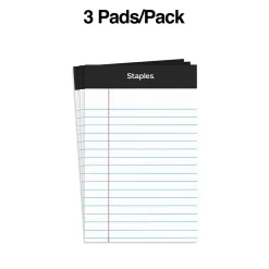 Staples ® Perforated Mini Legal Writing Pads - Narrow Ruled, 3.5" x 2.5", White, 3/Pack (10871) Hot