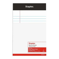Staples ® Perforated Mini Legal Writing Pads - Narrow Ruled, 3.5