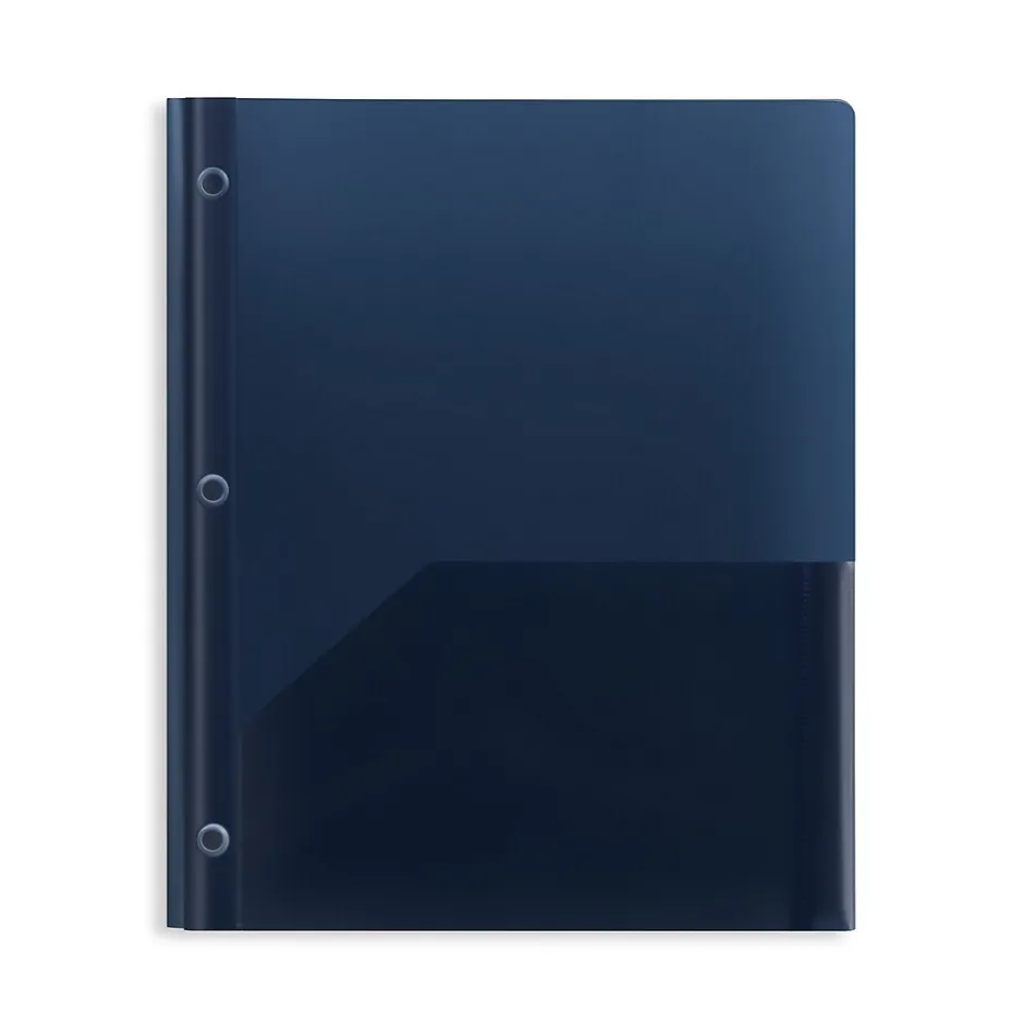 Staples 2-Pocket Plastic Presentation Folder with Fasteners, Navy (ST26389-CC) Online