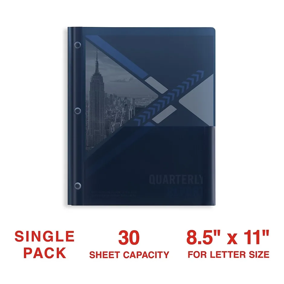 Staples 2-Pocket Plastic Presentation Folder with Fasteners, Navy (ST26389-CC) Online