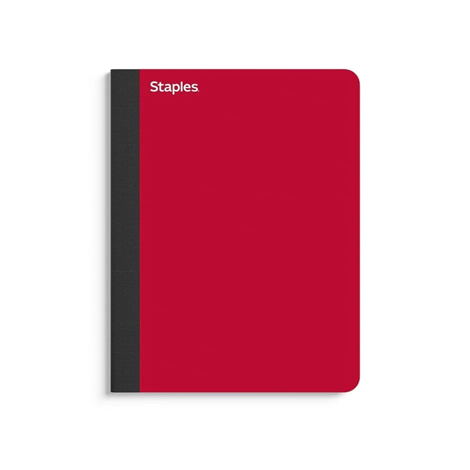 Staples ® Premium Composition Notebooks, 7.5" x 9.75", College Ruled, 100 Sheets, Red (TR58344M CC) Discount